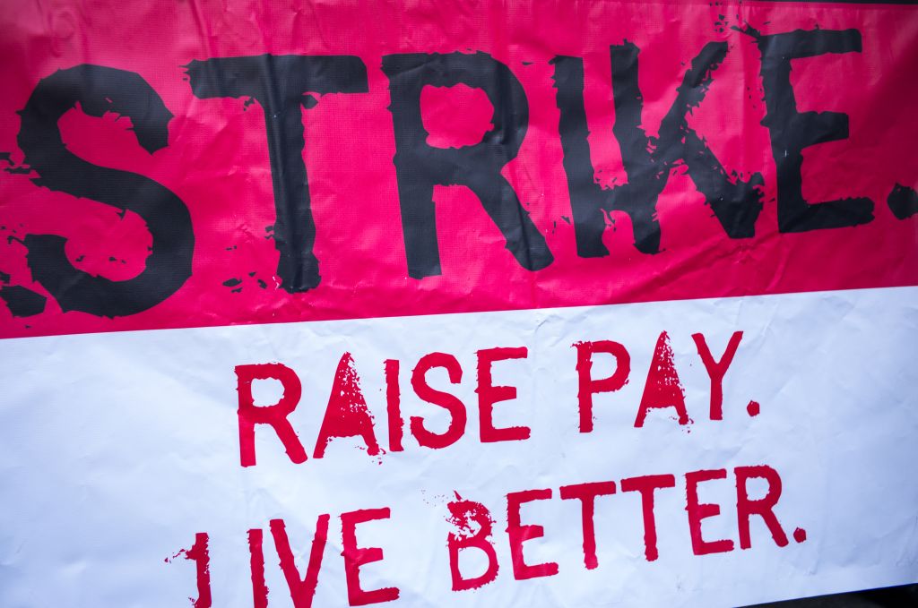 Labor Protest March In Manhattan