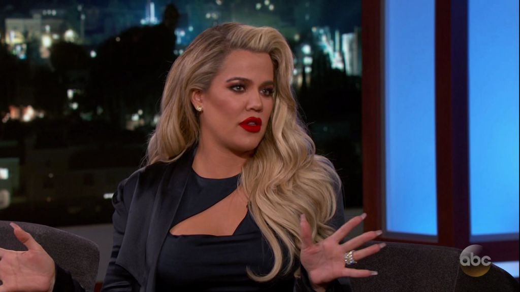 Khloé Kardashian during an appearance on ABC's Jimmy Kimmel Live!'