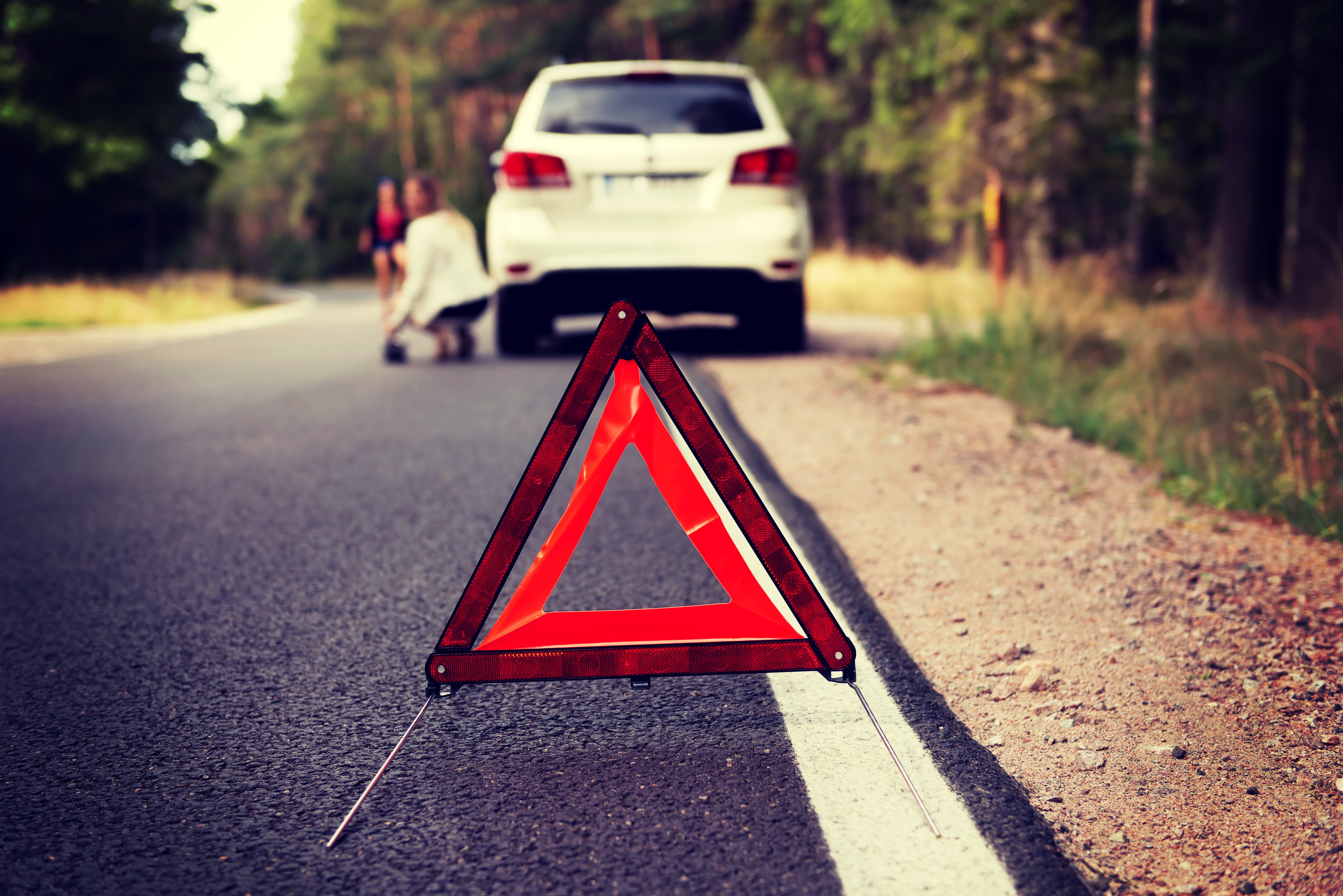 Close-Up Of Red Triangle Shape Road Sign