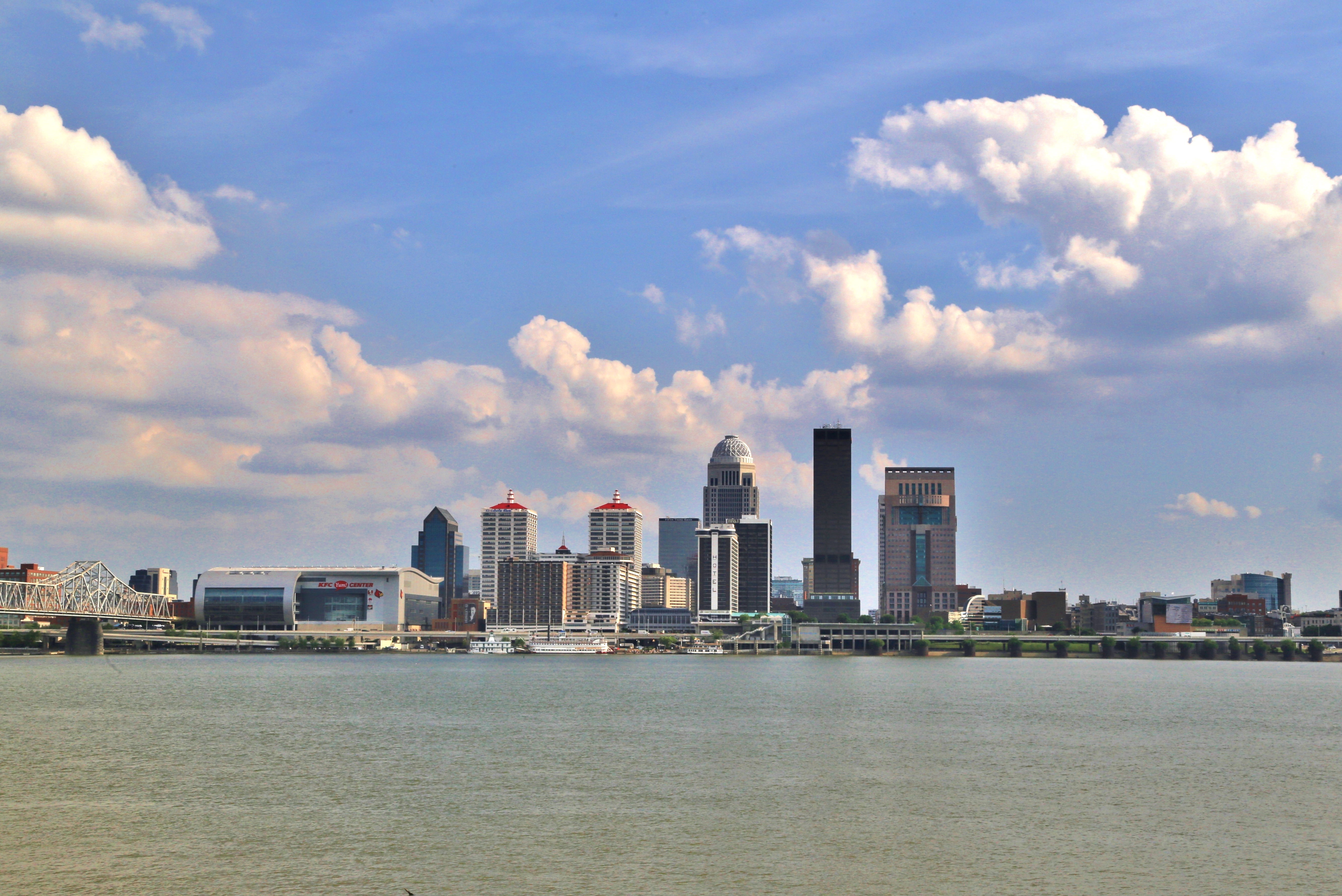 Morning mist over Cleveland skyline