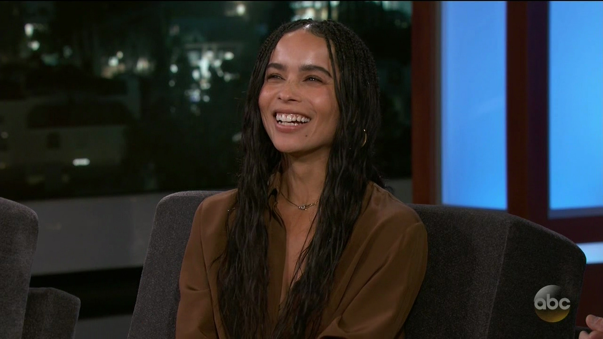 Zoë Kravitz during an appearance on ABC's Jimmy Kimmel Live!'