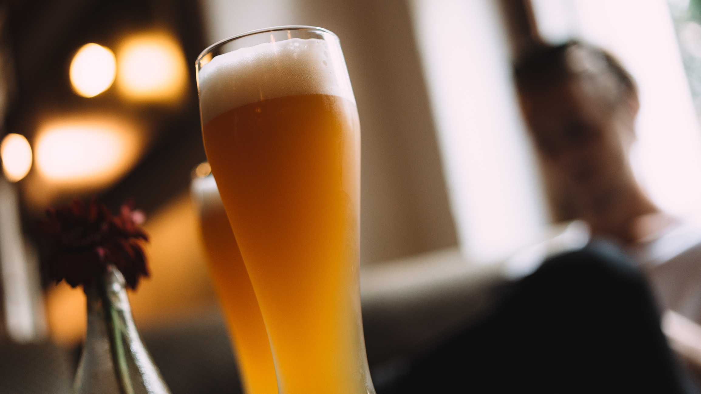 Tilt Shot Of Beer Glass At Restaurant