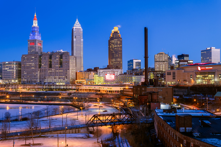 Skyline, Cleveland, Carnegie Avenue, Ohio, America