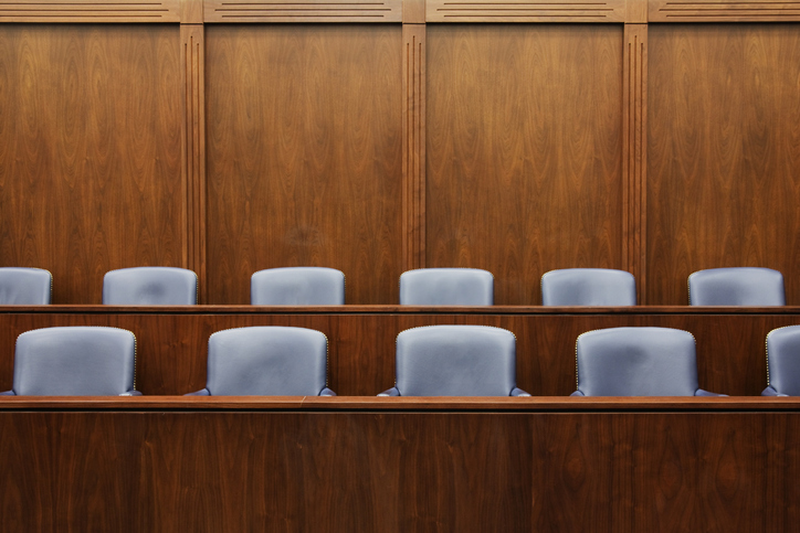 Empty chairs in jury box
