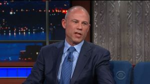 Anthony Scaramucci and Michael Avenatti during an appearance on CBS' 'The Late Show with Stephen Colbert.'