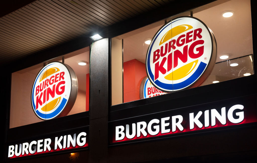 American fast-food hamburger Burger King logo seen in...