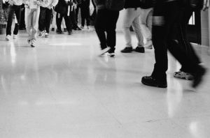 High School Students Walking in a Hallway