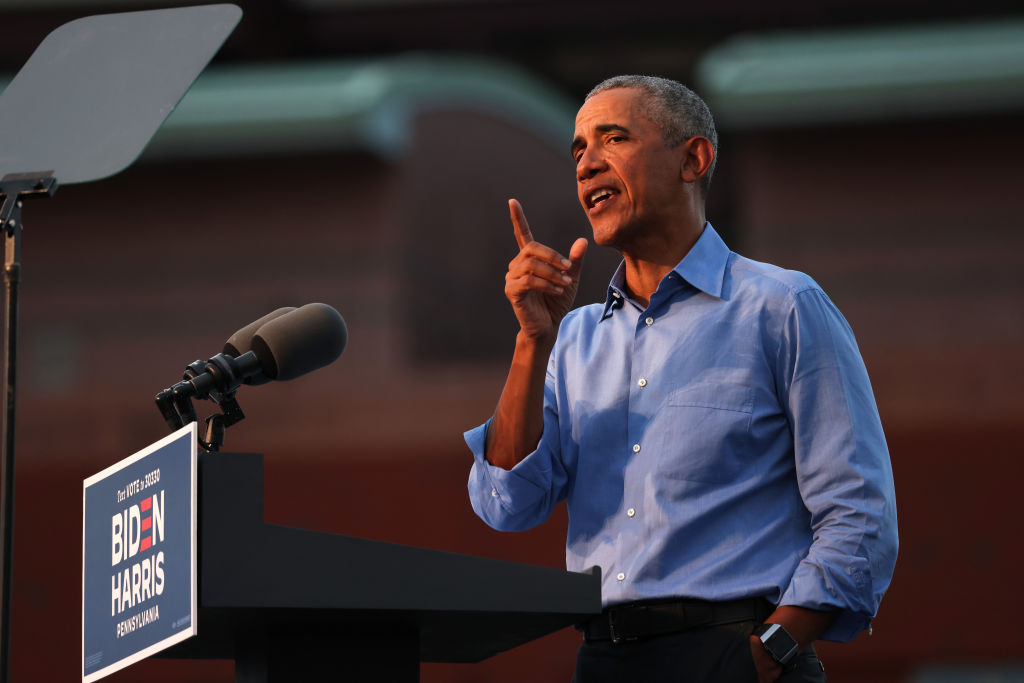 Former President Barack Obama Campaigns For Candidate Joe Biden In Philadelphia