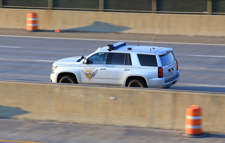 Close-up of a Patrol Patrol Vehicle patrolling the highway
