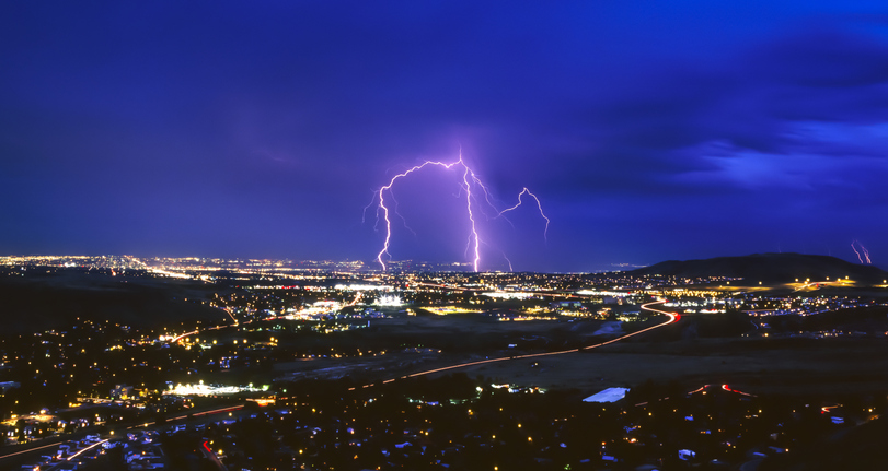 Lightning and City Lights