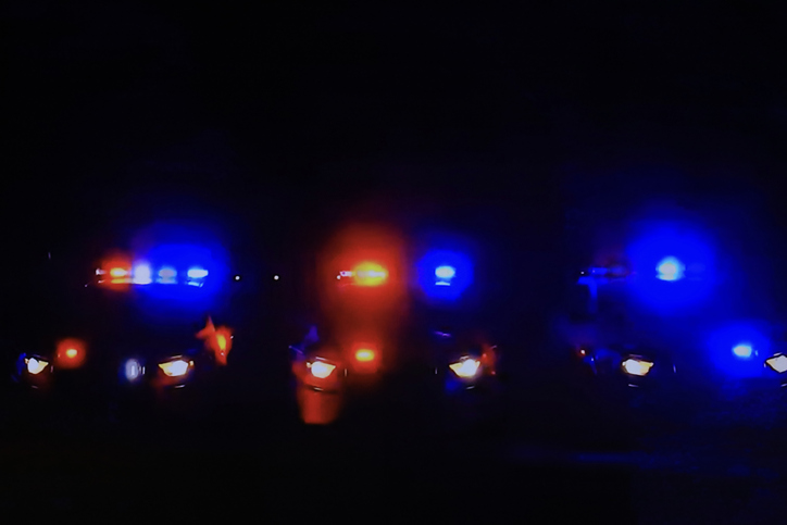 Nighttime Police road block