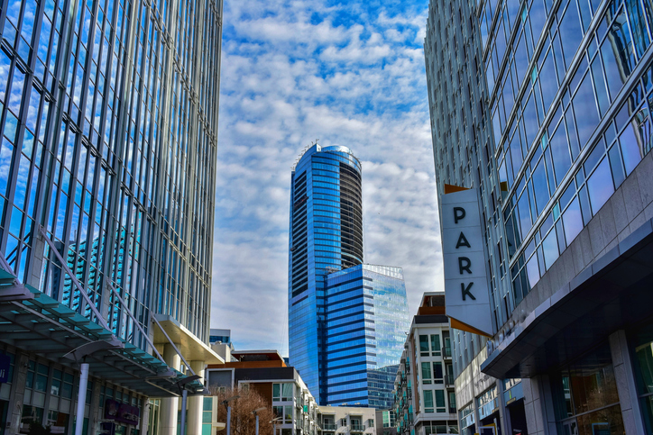 Cityscape of Buckhead Atlanta With Parking Garage