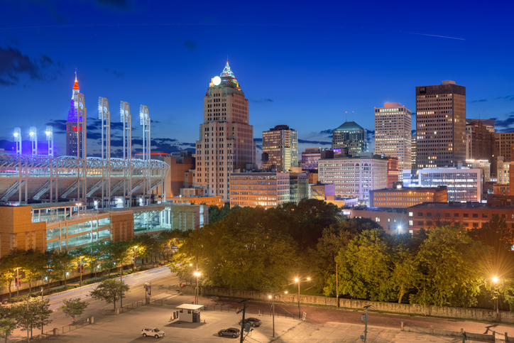 Cleveland, Ohio, USA Downtown City Skyline