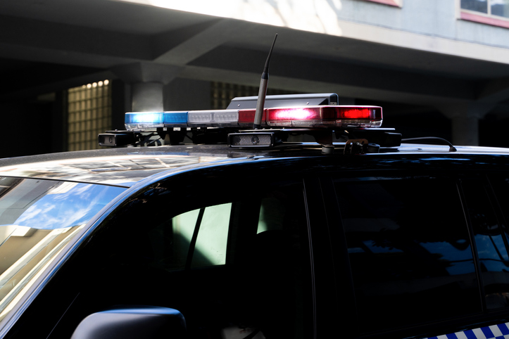 Part of Police vehicle with flashlights