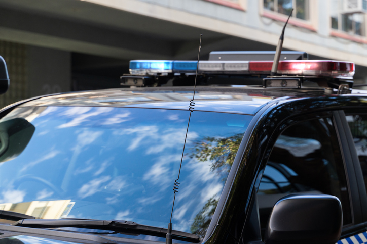 Part of Police vehicle with flashlights