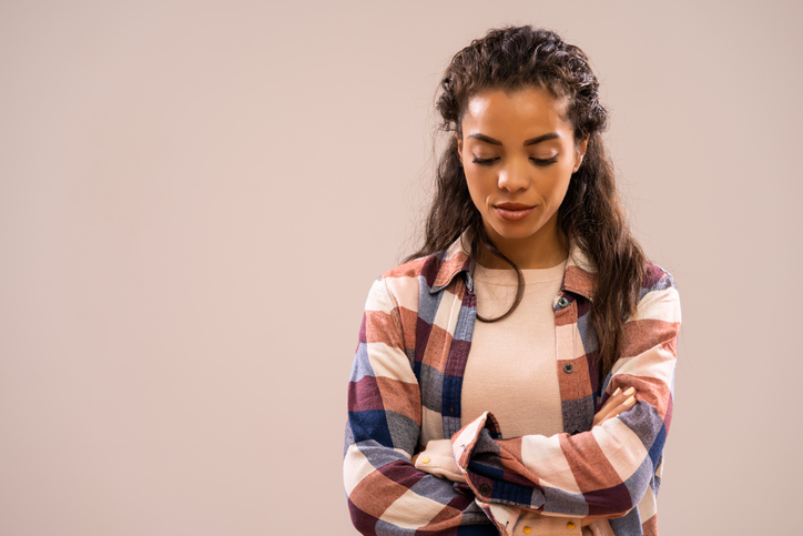 Depresed african-american woman