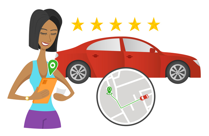 Woman waiting for app car