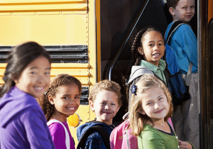 Children boarding school bus
